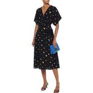 Diane Von Furstenberg Kelsey Printed Crepe MidI Wrap Dress NWOT